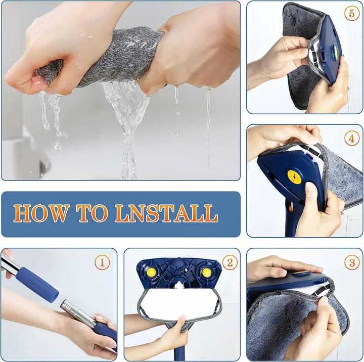 360° Rotatable Triangle Mop – Adjustable Long Handle Floor & Wall Cleaner